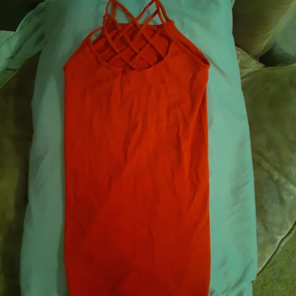 Love Charm red open cross cross tank top
